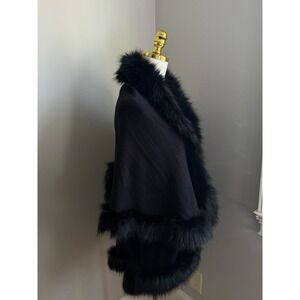 Black Knit Faux Fur Lined Poncho